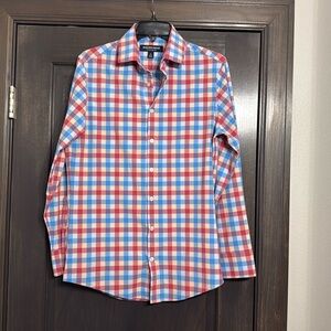 Mizzen+Main Men’s‎ blue pink plaid Trim No Tuck S